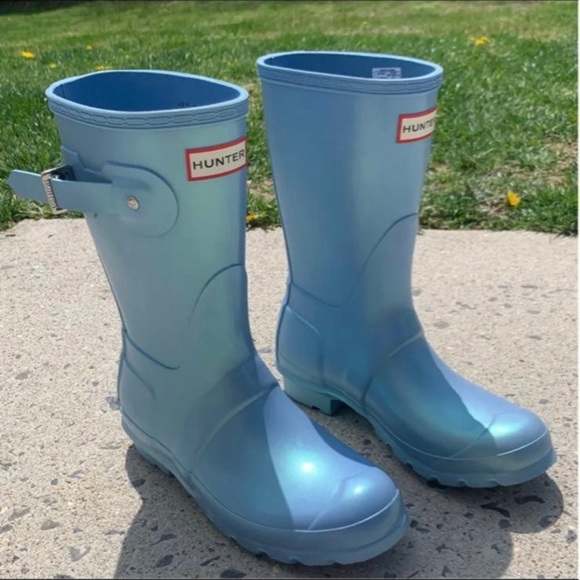 Hunter Original Nebula Short Rain Boots in Blue Womans Sizing RARE - Picture 8 of 10